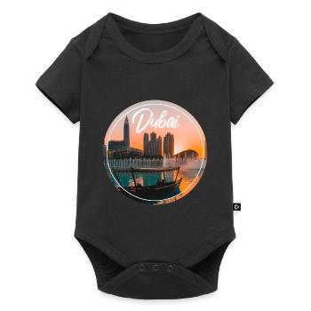 Dubai Sonnenuntergang Skyline Boot - Baby Premium Kurzarmbody - Schwarz - Vorne