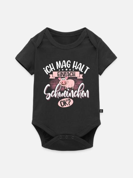 Schwein Schweinchen Hausschwein - Baby Premium Kurzarmbody - Schwarz
