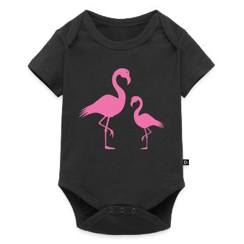 Flamants roses - Body à manches courtes Premium Bébé - noir - Devant