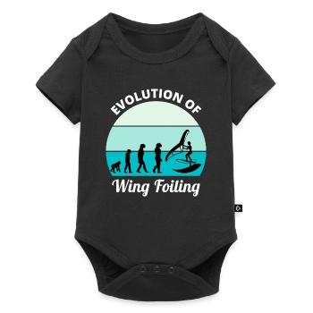 Wing Foiling Evolution Lustig - Baby Premium Kurzarmbody - Schwarz - Vorne
