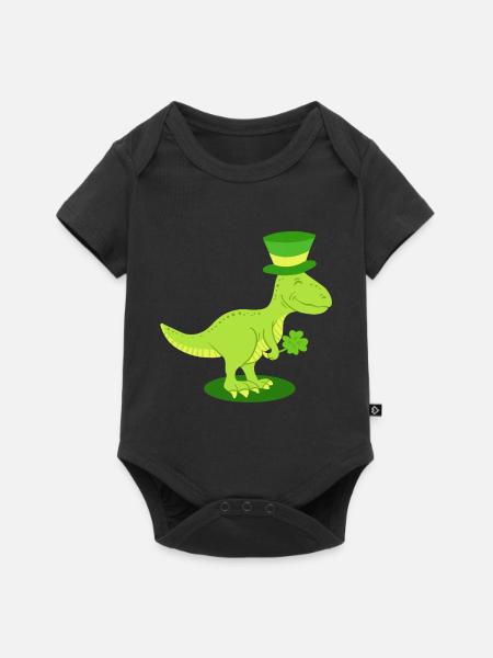 St. Patrick's Day Dinosaurier Irisch - Baby Premium Kurzarmbody - Schwarz
