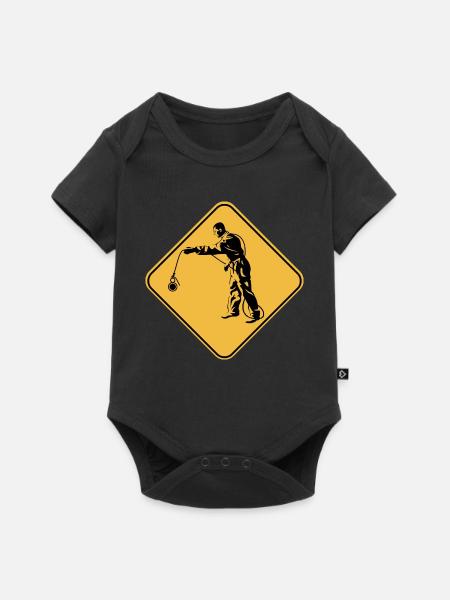Aufmerksamkeitsschild-Pfirsich-Geschenk-Idee - Baby Premium Kurzarmbody - Schwarz