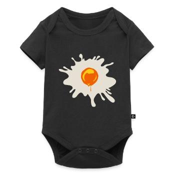 Orangener Farbklecks Tropfen Ei - Baby Premium Kurzarmbody - Schwarz - Vorne