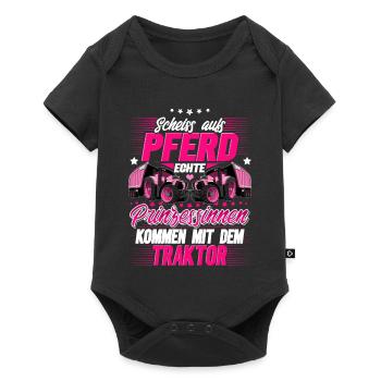 Landwirtin Traktor - Baby Premium Kurzarmbody - Schwarz - Vorne