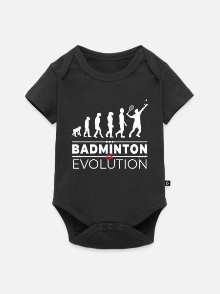 Badminton is evolution - Message Humor Parodie - Baby Premium Kurzarmbody - Schwarz