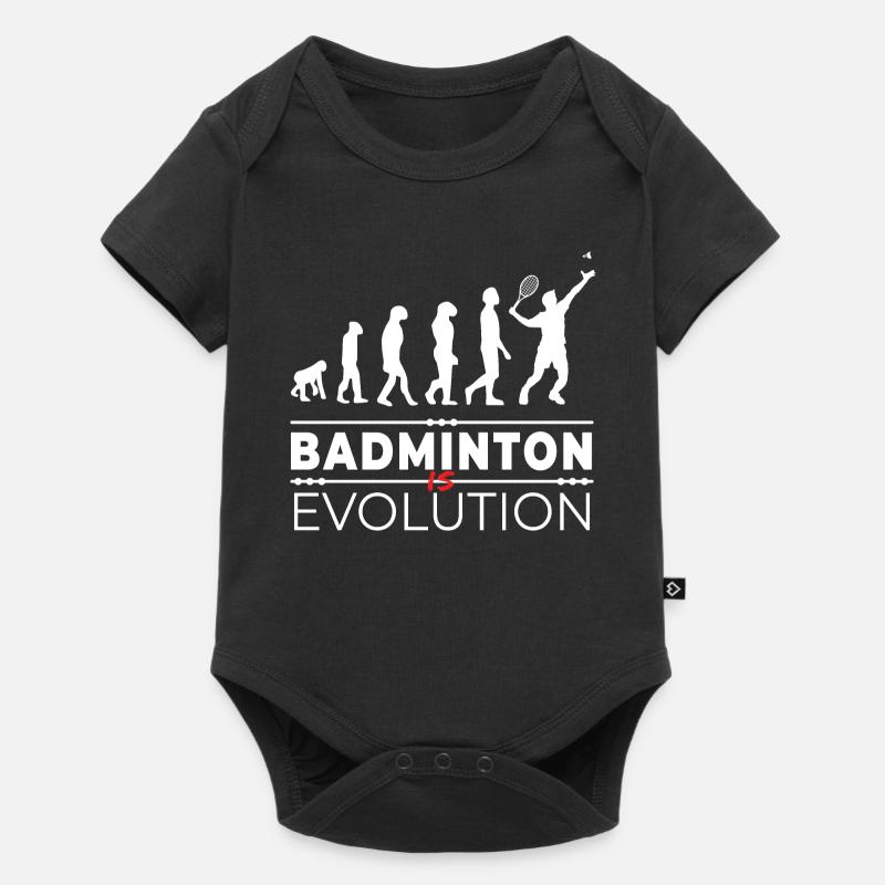 Badminton is evolution - Message Humor Parodie - Baby Premium Kurzarmbody - Schwarz
