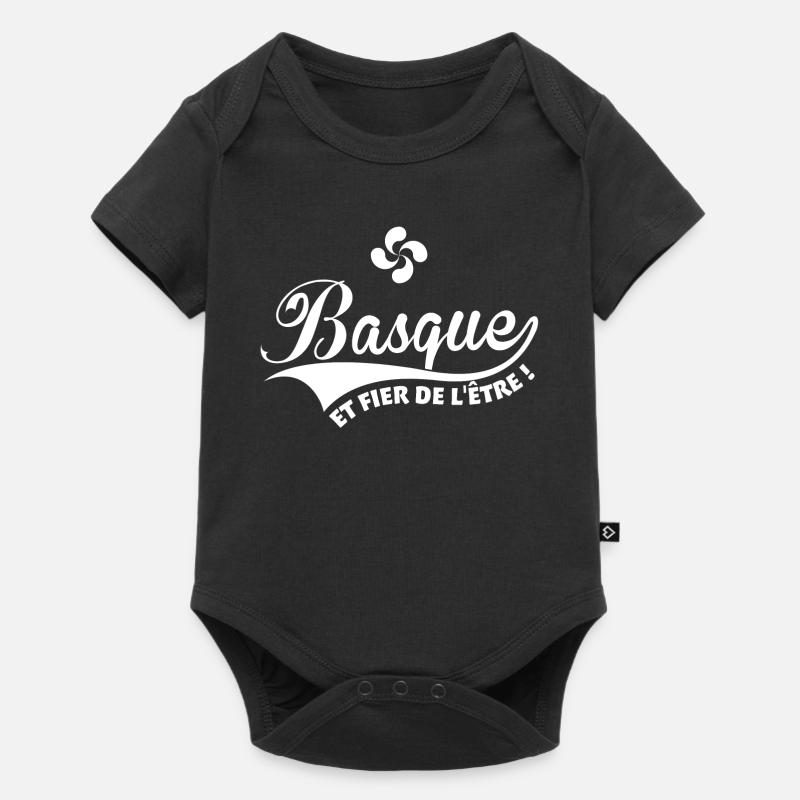 Basque et fier de l'être avec croix Basque Lauburu - Body à manches courtes Premium Bébé - noir