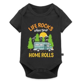 Wohnmobil Camping Camper - Baby Premium Kurzarmbody - Schwarz - Vorne