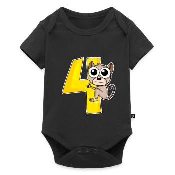 4 years - Tarsier Koboldmaki - 4th birthday - Baby Premium short-sleeve bodysuit - black - Front