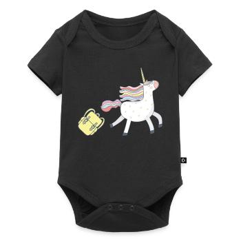 Einhorn geht zur Schule - Baby Premium Kurzarmbody - Schwarz - Vorne