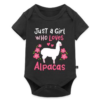 Alpakas Alpaka-Liebhaber - Baby Premium Kurzarmbody - Schwarz - Vorne