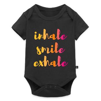 Yoga Quote Inhale Inhale Exhale Gradient om - Baby Premium short-sleeve bodysuit - black - Front