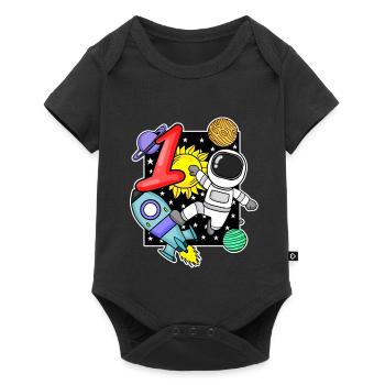 1 an astronaute garçon 1er anniversaire cadeau - Body à manches courtes Premium Bébé - noir - Devant