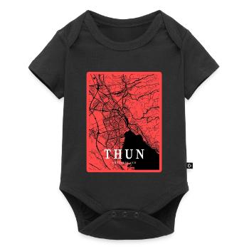 Thun city map in red contrast - Baby Premium short-sleeve bodysuit - black - Front