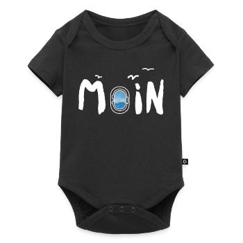 Moin Meer Leuchtturm Möwe - Baby Premium Kurzarmbody - Schwarz - Vorne
