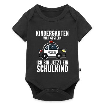 Einschulung Polizei Jungen Schulkind Geschenk - Baby Premium Kurzarmbody - Schwarz - Vorne