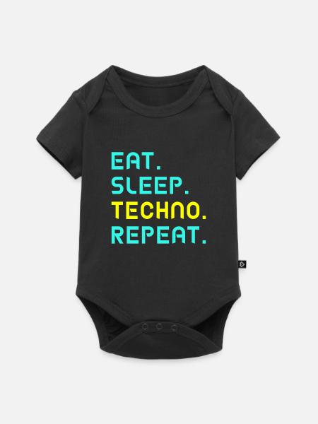 Eat. Sleep. Techno. Repeat. - Baby Premium Kurzarmbody - Schwarz