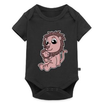 Lion famille - Lion avec bébé - Lion - Body à manches courtes Premium Bébé - noir - Devant