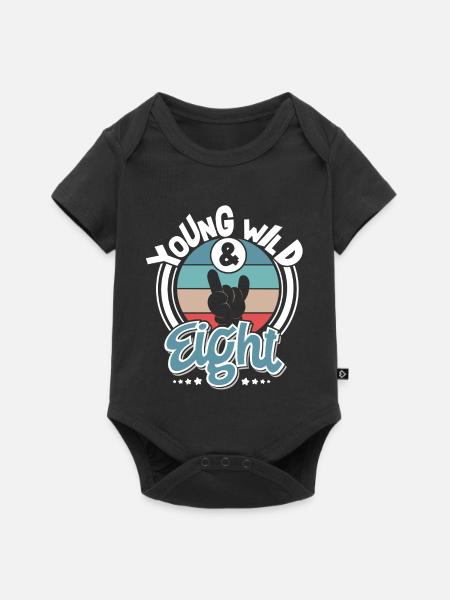 8. Geburtstag Young Wild And Eight - Baby Premium Kurzarmbody - Schwarz