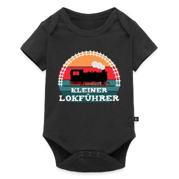 Eisenbahn Kinder Dampflok Lokführer - Baby Premium Kurzarmbody - Schwarz - Vorne