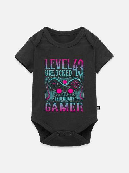 43. Geburtstag Level 43 Gamer Gaming Zocken - Baby Premium Kurzarmbody - Schwarz