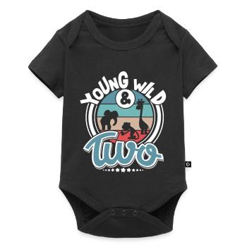 2. Geburtstag Kinder Zoo Tiere Dschungel Safari - Baby Premium Kurzarmbody - Schwarz - Vorne