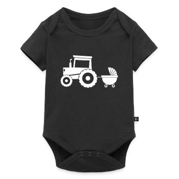 Tractor with baby cart - Baby Premium short-sleeve bodysuit - black - Front