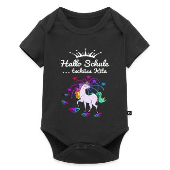 Einhorn Einschulung - Baby Premium Kurzarmbody - Schwarz - Vorne