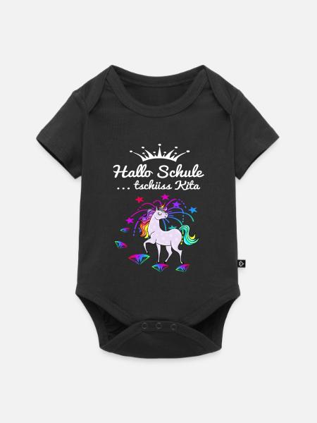 Einhorn Einschulung - Baby Premium Kurzarmbody - Schwarz