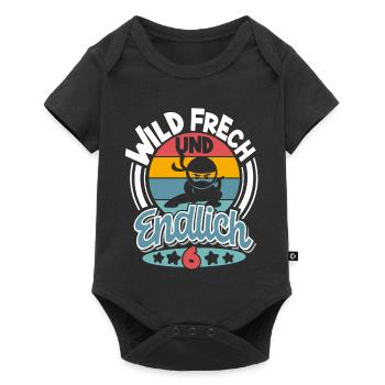 Ninja 6 Jahre Geburtstag Kinder - Baby Premium Kurzarmbody - Schwarz - Vorne