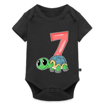7 years old - 7th birthday - turtle motif - Baby Premium short-sleeve bodysuit - black - Front