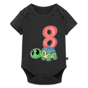 8 years old - 8th birthday - turtle motif - Baby Premium short-sleeve bodysuit - black - Front