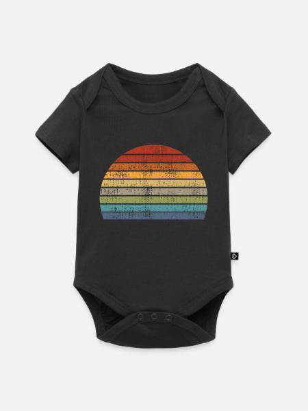 Retro Sonnenaufgang Regenbogen Vintage Hintergrund - Baby Premium Kurzarmbody - Schwarz
