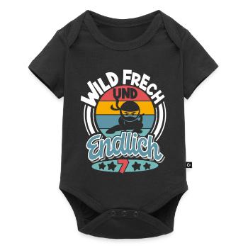 Ninja 7 Jahre Geburtstag Kinder - Baby Premium Kurzarmbody - Schwarz - Vorne