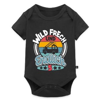 Feuerwehr 5. Geburtstag Kinder - Baby Premium Kurzarmbody - Schwarz - Vorne
