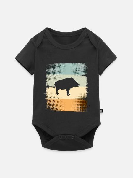 Wildschwein - Baby Premium Kurzarmbody - Schwarz