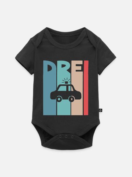3 Jahre Polizeiauto Polizei - Baby Premium Kurzarmbody - Schwarz