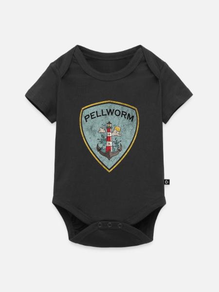 Pellworm Wappen Leuchtturm Design - Baby Premium Kurzarmbody - Schwarz