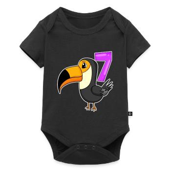 7 ans - 7ème anniversaire - motif d’oiseau toucan - Body à manches courtes Premium Bébé - noir - Devant