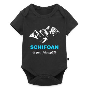 Skifahren Schifoan is das Leiwandste - Baby Premium Kurzarmbody - Schwarz - Vorne