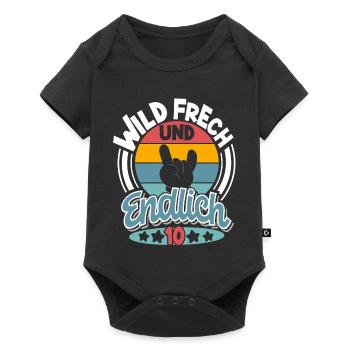 10. Geburtstag Wild Frech Und Endlich 10 - Baby Premium Kurzarmbody - Schwarz - Vorne