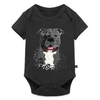 American Bully XL Polygon künstlerisch gestaltet - Baby Premium Kurzarmbody - Schwarz - Vorne