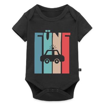 Polizeiauto 5 Jahre Kinder 5. Geburtstag Polizei - Baby Premium Kurzarmbody - Schwarz - Vorne