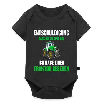 Traktor - Baby Premium Kurzarmbody - Schwarz - Vorne