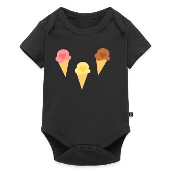 Eis Herz Eiscreme Erdbeereis Vanilleeis Schokoeis - Baby Premium Kurzarmbody - Schwarz - Vorne