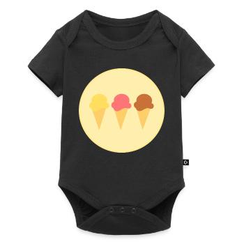 Eis Eiscreme Erdbeereis Vanilleeis Schokoeis - Baby Premium Kurzarmbody - Schwarz - Vorne