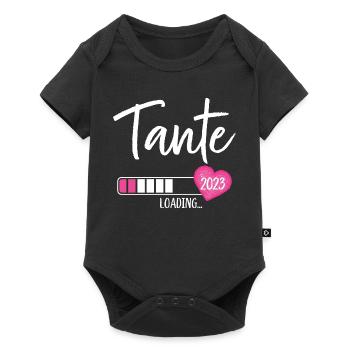 Tante Loading 2023 Herz Nichte Mädchen - Baby Premium Kurzarmbody - Schwarz - Vorne