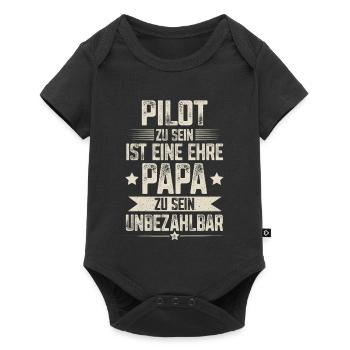 Pilot Papa Vater Vatertag - Baby Premium Kurzarmbody - Schwarz - Vorne