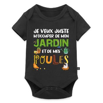 Mon Jardin et mes Poules Humour Cadeau Jardinier - Body à manches courtes Premium Bébé - noir - Devant