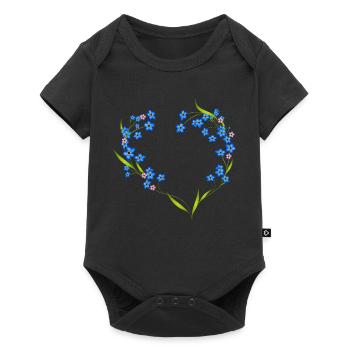 cadre délicat oubli-moi-pas en forme de cœur - Body à manches courtes Premium Bébé - noir - Devant